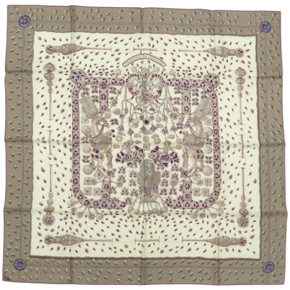 HERMES Authentic Gray Silk Scarf